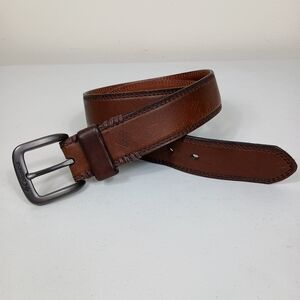 Columbia Mens Brown Genuine Leather Belt 36 Adjustable Fit Gunmetal Buckle 42"